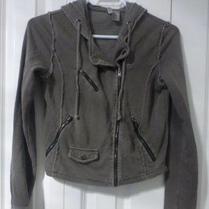 H&M DIVIDED olive moto style zip up hoodie with side pockets